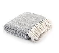vidaXL Couverture 220 x 250 cm Coton naturel Gris Lavable jusqu'à 40°C
