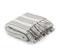 vidaXL Couverture Coton à Rayures 125x150 cm Gris et Blanc
