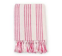 Vidaxl Couverture Coton À Rayures 125x150 Cm Rose Et Blanc