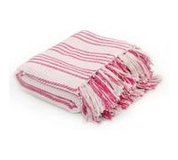 Vidaxl Couverture Coton À Rayures 125x150 Cm Rose Et Blanc