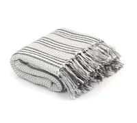 Vidaxl Couverture Coton Ã Rayures 160 X 210 Cm Gris Et Blanc