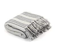 Vidaxl Couverture Coton Ã Rayures 160 X 210 Cm Gris Et Blanc