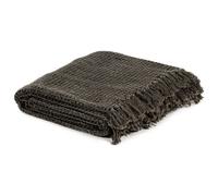 Couverture en coton 160 x 210 cm Anthracite/Marron