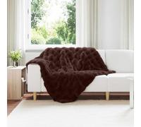 vidaXL Couverture en Fourrure de Lapin Synthétique 4 pcs Camel