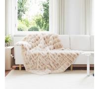 vidaXL Couverture en Fourrure de Lapin Synthétique Beige 150 x 220 cm