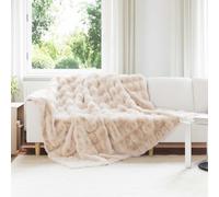 vidaXL Couverture en Fourrure de Lapin Synthétique Beige 220 x 240 cm, Canapé, Couverture en Fausse Fourrure de Lapin Moderne, Douce et résistante, cocooning d'hiver, déco Cosy