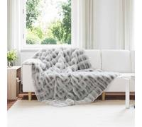 Vidaxl Couverture En Fourrure De Lapin Synthétique Gris 150 X 220 Cm