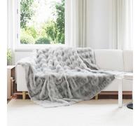 Vidaxl Couverture En Fourrure De Lapin Synthétique Gris 220 X 240 Cm