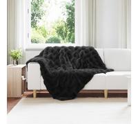 vidaXL Couverture en Fourrure de Lapin Synthétique Noir 130 x 150 cm, Canapé, Couverture en Fausse Fourrure de Lapin Moderne, Douce et résistante, cocooning d'hiver, déco Cosy