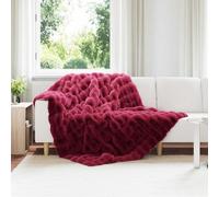 vidaXL Couverture en Fourrure de Lapin Synthétique Rouge Bordeaux