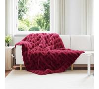 vidaXL Couverture en Fourrure de Lapin Synthétique Rouge Bordeaux, Canapé, Couverture en Fausse Fourrure de Lapin Moderne, Douce et résistante, cocooning d'hiver, déco Cosy