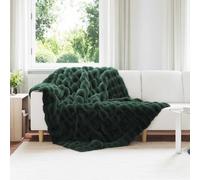 vidaXL Couverture en Fourrure de Lapin Synthétique Vert foncé