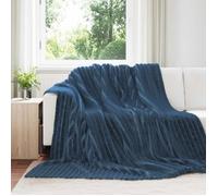 vidaXL Jeté Bleu marine 240 x 220 cm Toison