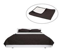 Couvre-lit à double face matelassé 170 x 210 cm Crème et marron