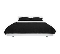 vidaXL Couvre-lit à Double Face Matelassé Dessus-de-lit Literie Chambre à Coucher Maison Intérieur Lavable en Machine 230x260 cm Noir et Blanc