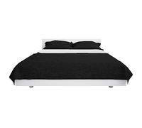 vidaXL Couvre-lit à Double Face Matelassé Dessus-de-lit Literie Chambre à Coucher Maison Intérieur Lavable en Machine 220x240 cm Noir et Blanc