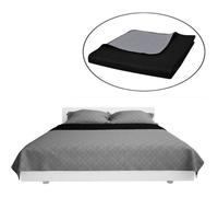 Bedsprei gewatteerd dubbelzijdig 230x260 cm zwart/grijs130885