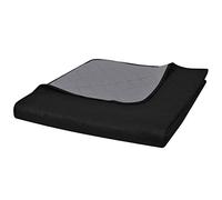 vidaXL Couvre-Lits à Double Côtés Noir/Gris Linges de lit Parures de Lit