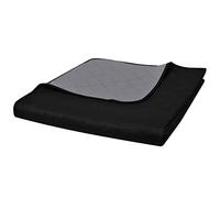 vidaXL Couvre-Lits à Double Côtés Noir/Gris Literie Couverture Linge de Lit
