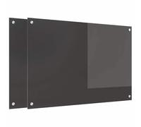 vidaXL Dosseret de cuisine 2 pcs 90×60 cm verre trempé Gris foncé résistant à la chaleur
