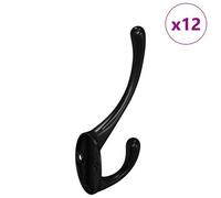 vidaXL Crochet à vêtements 12 pcs Noir 102 x 29 x 47mm Alliage de zinc