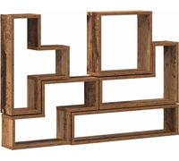 vidaXL Cube mural avec étagère Vieux bois 96 x 12 x 64 cm Matériau dérivé du bois