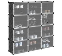 vidaXL Cubes de rangement 12 pcs avec portes noir PP