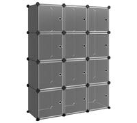 Vidaxl Cubes De Rangement 12 Pcs Avec Portes Noir Pp Noir