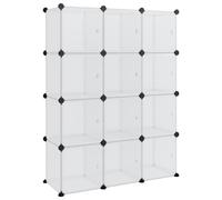 Vidaxl Cubes De Rangement 12 Pcs Avec Portes Transparent Pp