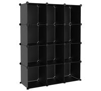 vidaXL Cubes de rangement 12 pcs Noir PP