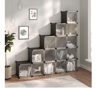 Cubes de rangement 15 pcs avec portes Noir PP Noir G