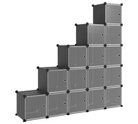 Vidaxl Cubes De Rangement 15 Pcs Avec Portes Noir Pp Noir