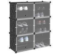vidaXL Cubes de rangement 6 pcs avec portes noir PP