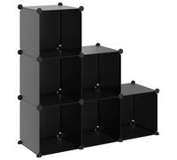 vidaXL Cubes de rangement 6 pièces empilables Panneaux PP Intérieur Noir