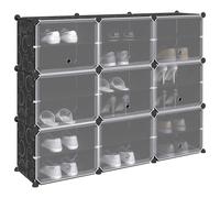 Vidaxl Cubes De Rangement 9 Pcs Avec Portes Noir Pp Noir