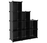 vidaXL Cubes de rangement 9 pcs Noir PP