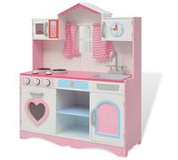 vidaXL Cuisine jouet 82 x 30 x 100 cm Bois Rose et blanc