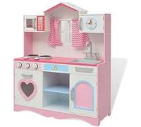 vidaXL Cuisine jouet 82 x 30 x 100 cm Bois Rose et blanc Rose G