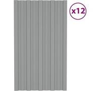 vidaXL Panneaux de toiture 12 pcs Acier galvanisé Gris 80x45 cm 317201