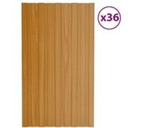 Vidaxl Panneaux De Toiture 36 Pcs Acier Galvanisé Bois Clair 80x45 Cm