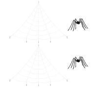 vidaXL Décoration d'araignée d'halloween avec Toiles 2 pcs 200 cm, Décoration Halloween, Salon Gothique, Ornement araignée Portable, déco effrayante, Toile Flexible, Accent saisonnier