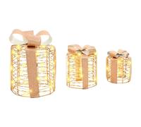 Vidaxl Décoration De Boîte Cadeau 3 Pcs Blanc Chaud Pet