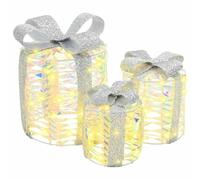 vidaXL Décoration de boîte Cadeau 3 pcs Blanc Chaud Pet, Accessoires Modernes, décorations LED, éclairage d'intérieur, Ornements festifs, déco de Noël Solide