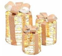 Décoration de boîte cadeau 3 pcs saisonnier Ornements Noël Éclairage vidaXL vida