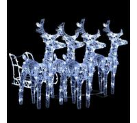 vidaXL Décoration de Noël avec Rennes et traîneau 240 LED Acrylique