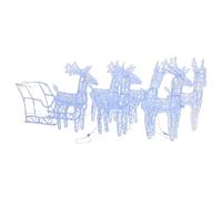vidaXL Décoration de Noël avec Rennes et Traîneau Ornement de Vacances Décoration de Vacances Ornement de Fête Jardin 320 LED Acrylique