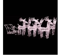 vidaXL Décoration de Noël avec Rennes et Traîneau Ornement de Vacances Décoration de Vacances Ornement de Fête Jardin 320 3100423