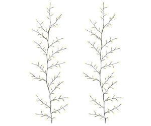 vidaXL Décoration de Noël en Liane de Saule à LED 2 pc Noir 180 cm