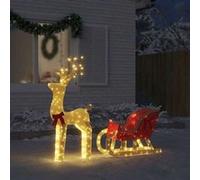 vidaXL Décoration de Noël renne et traîneau 100 LED blanc chaud 4019492 Blanc G