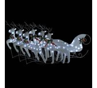 vidaXL Décoration de Noël Rennes avec traîneau 140 LED Extérieur Blanc